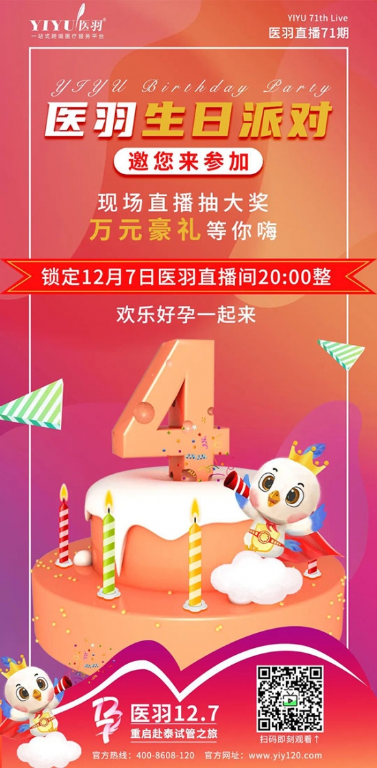 医羽12.7周年试管盛典，百万泰国试管助孕津贴在线发放！